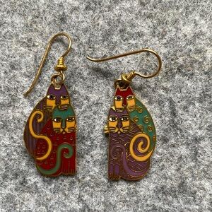 Vintage Laurel Burch 1980’s Rare Kindred  Cats earrings
